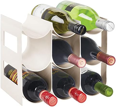  Plastic Free-Standing Water Bottle Organization/Wine Rack Storage Organizer For Kitchen Countertops, Cabinet, Bin, Pantry, Fridge, Refrigerator, 3 Tiers, 9 Bottles, Lumiere Collection - White