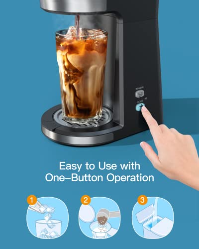  Iced Coffee Maker, Hot And Cold Coffee Maker Single Serve For K Cup And Ground, With Descaling Reminder And Self Cleaning, Iced Coffee Machine For Home, Office And RV