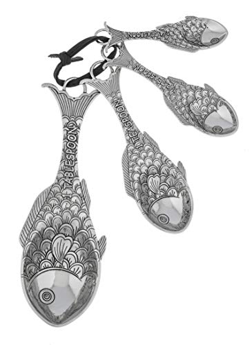  4-Piece Set, Fish Measuring Spoon, One Size, Silver