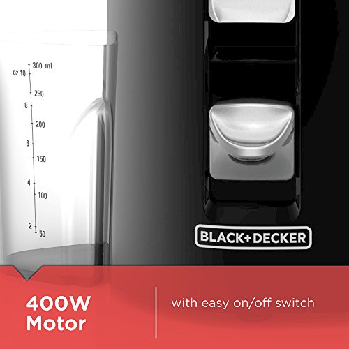 Black & Decker 400-Watt Fruit And Vegetable Juice Extractor, Black, JE2200B, 12.2" X 6.6"