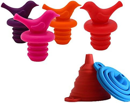  Little Bird Wine Bottle Stopper, Silicone Reusable Beverage Bottle Stopper, Decorate Wine Outlet Cap, Cute Wine Toppers For Preserver, Set Of 6