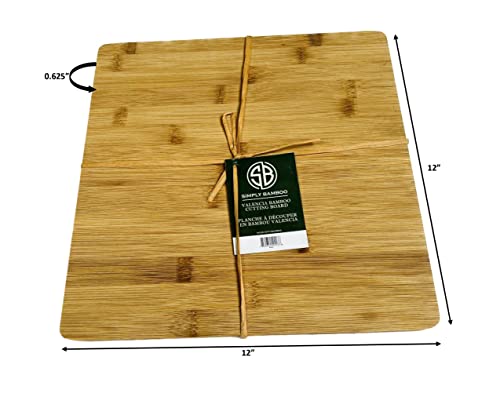  CBV112 Valencia Bamboo Cutting Board For Kitchen | Butcher Block| Chopping Board - 12" X 12" X 0.625"