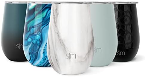  Wine Tumbler With Lid | Cute Stemless Glass Cup With Press-In Lid | Insulated Stainless Steel Coffee Mug | Gifts For Women Men Him Her | Spirit Collection | 12oz | Ocean Quartz