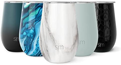  Wine Tumbler With Lid | Cute Stemless Glass Cup With Press-In Lid | Insulated Stainless Steel Coffee Mug | Gifts For Women Men Him Her | Spirit Collection | 12oz | Ocean Quartz