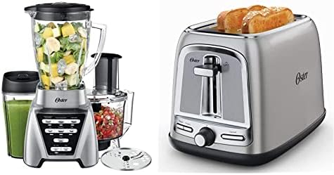 Oster® Blender | Pro 1200 With Glass Jar, 24-Ounce Smoothie Cup And Food Processor Attachment, Brushed Nickel - BLSTMB-CBF-000