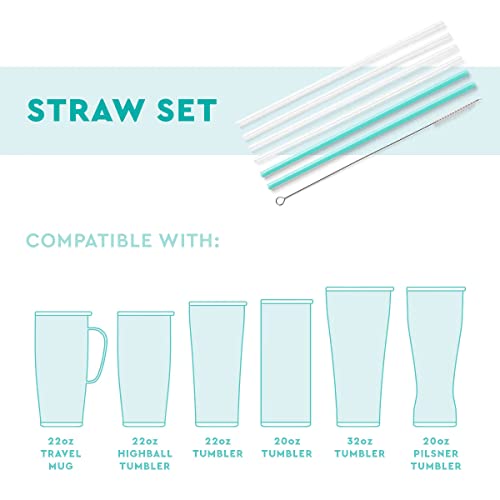  Reusable Straws Luxy Leopard + Blush Reusable Straw Set + Cleaning Brush, Each Straw Is 10.25 Inch Long (Fits Swig Life 20oz Tumblers, 22oz Tumblers, And 32oz Tumblers)