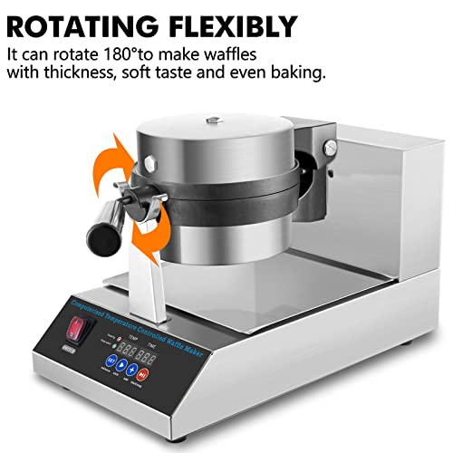 Commercial Waffle Maker Belgian Waffle Machine Flip Iron For Hotel Restaurant Snack Bar PID Control Programmable110Volts 1200watt Commercial3meterpower Cord