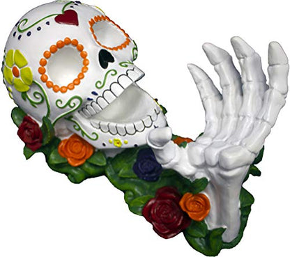  Orld Of Wonders Sugar Skull Day Of The Dead Decorative Wine Bottle Holder | Dia De Los Muertos Decorations And Tabletop Halloween Decorations | Skull Decor For Home - 11"