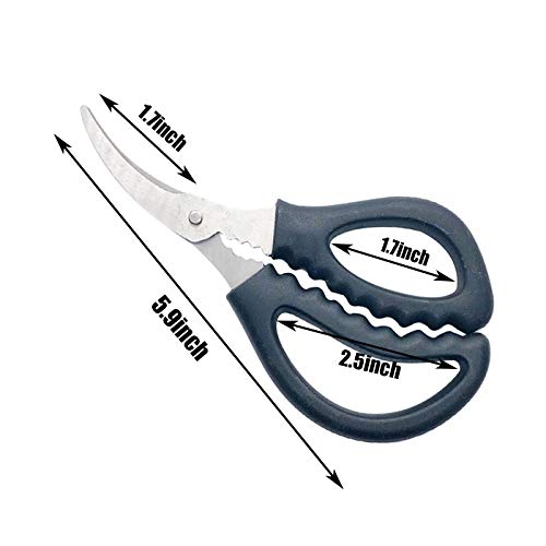  4 Pack Kitchen Seafood Scissors Fish Scissors Crab Scissors Lobster Scissors, Multifunctional Stainless Steel Seafood Scissors (2Pcs Black, 2Pcs Red)