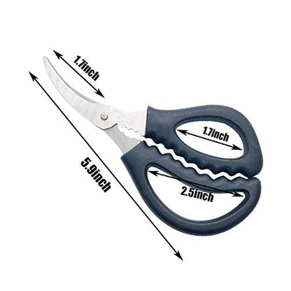  4 Pack Kitchen Seafood Scissors Fish Scissors Crab Scissors Lobster Scissors, Multifunctional Stainless Steel Seafood Scissors (2Pcs Black, 2Pcs Red)