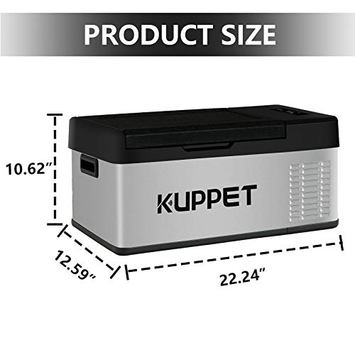 N/A 20Qt Fridge/Vehicle Refrigerator-Car Freezer/ Portable Refrigerator/ Dual Temperature Electric Cooler For Camping, Beach Party, Travel, Picnic Outdoor - 12/24V DC And 100-240V AC, -4°F ~ 68°F(Silver And Black)