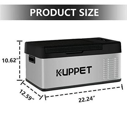 N/A 20Qt Fridge/Vehicle Refrigerator-Car Freezer/ Portable Refrigerator/ Dual Temperature Electric Cooler For Camping, Beach Party, Travel, Picnic Outdoor - 12/24V DC And 100-240V AC, -4°F ~ 68°F(Silver And Black)