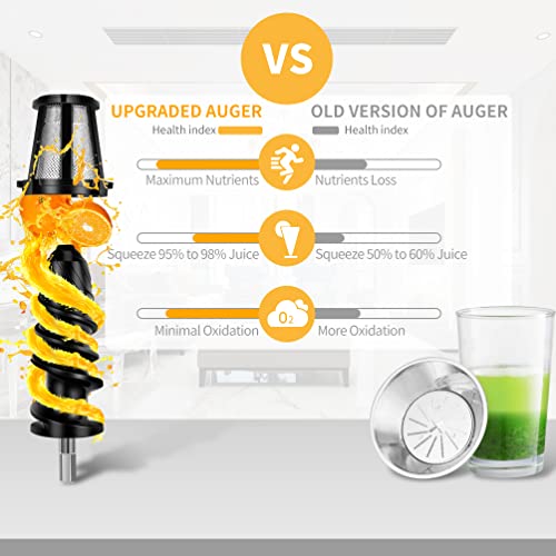  IRAGO Juicer Machines, Slow Masticating Juicer Extractor Two Speed Adjustment, Easy To Clean, Quiet Motor, Cold Press Juicer For Vegetables And Fruits, BPA-Free (Grey)
