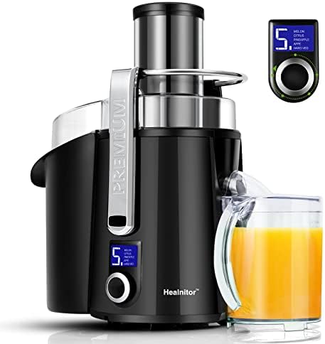  650W 3 Speeds Juicer Machines Vegetable And Fruit, Healnitor Centrifugal Juice Extractor With Big Mouth 3” Feed Chute, Easy To Clean, BPA-Free Compact Centrifugal Juice Maker, White