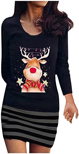  Pullover Sweatshirts For Women Cute Plus Size Christmas Print Long Sleeve Fashion Sweatshirts Pullover Top Streetwear