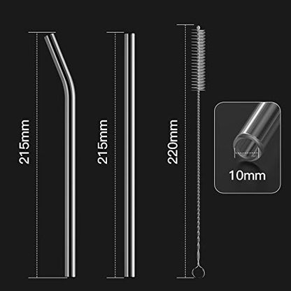  12-Pack Reusable Glass Straws,Size 8''x10 MM,Including12 Bent With 2 Cleaning Brush- Perfect For Smoothies, Tea, Juice