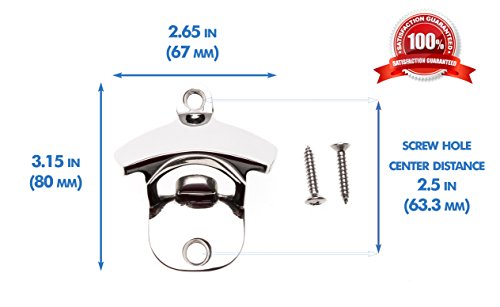  Grade Rust Proof 316 Stainless Steel Wall Mounted Bottle Opener W/ 316 Stainless Steel Mounting Screws. Perfect For Restaurants, Bars, Boats, Patios, Outdoors Or Indoors.