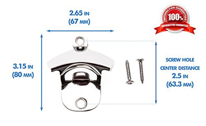  Grade Rust Proof 316 Stainless Steel Wall Mounted Bottle Opener W/ 316 Stainless Steel Mounting Screws. Perfect For Restaurants, Bars, Boats, Patios, Outdoors Or Indoors.