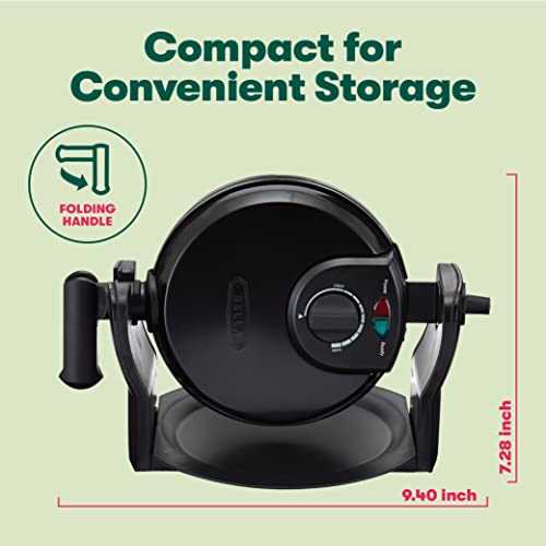 Bella Classic Rotating Belgian Waffle Maker With Nonstick Plates, Removable Drip Tray, Adjustable Browning Control And Cool Touch Handles, Black