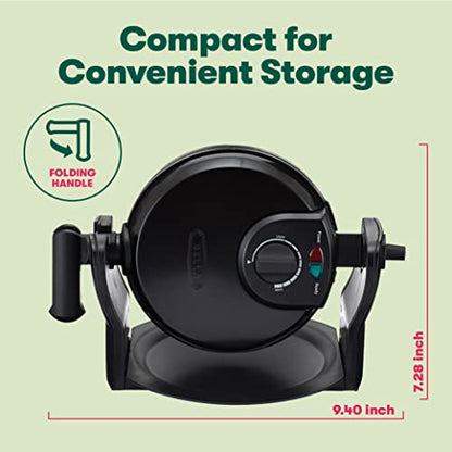 Bella Classic Rotating Belgian Waffle Maker With Nonstick Plates, Removable Drip Tray, Adjustable Browning Control And Cool Touch Handles, Black