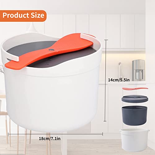  Microwave Rice Cooker, 2L Rice Cooker Microwave With Spoon, Multifunctional Microwave Rice Cooker Steamer Microwave Pasta Cooker For Rice, Pasta, Vegetables, Quinoa, Oatmeal, Ramen, BPA Free