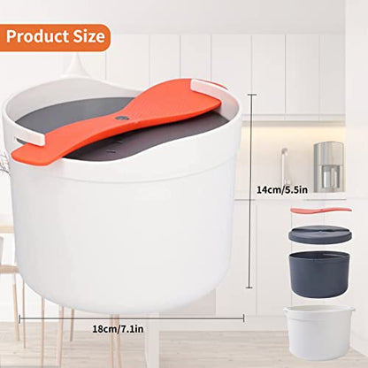 Microwave Rice Cooker, 2L Rice Cooker Microwave With Spoon, Multifunctional Microwave Rice Cooker Steamer Microwave Pasta Cooker For Rice, Pasta, Vegetables, Quinoa, Oatmeal, Ramen, BPA Free