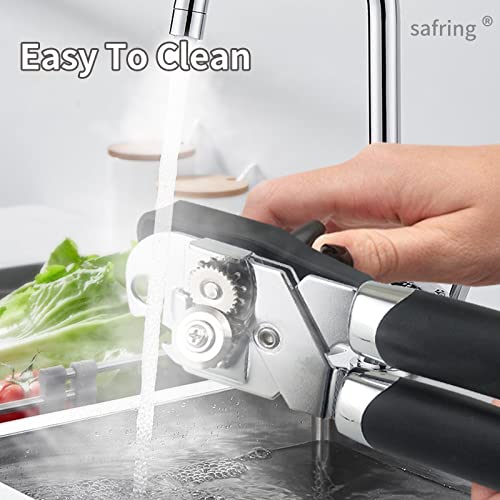  Safring Can Opener Manual, Handheld Strong Heavy Duty Stainless Steel Can Opener, Comfortable Handle, Sharp Blade Smooth Edge, Can Openers With Multifunctional Bottle Opener