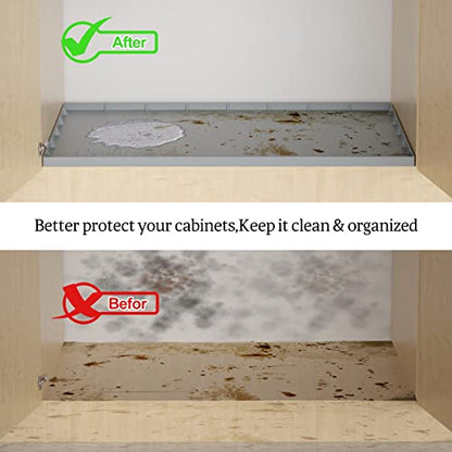  Under Sink Mat For 36" Cabinet, Holds Over 3.3 Gallons, Silicone Waterproof Mat, Under Sink Liner Sink Cabinet Protector For Water Drips, Leaks, Spills Gray 35x22.5 Inch