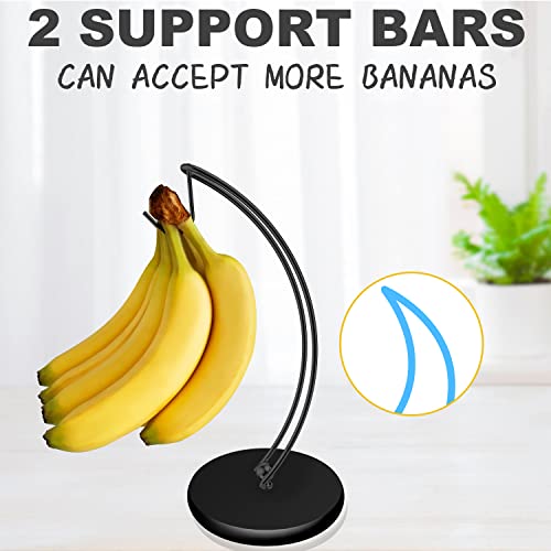  Signice Banana Holder Stand - Newest Patented Modern Banana Tree Hanger With Wood Base Stainless Steel Banana Rack For Home Kitchen Use,Doesn't Tip Over (Full Black)