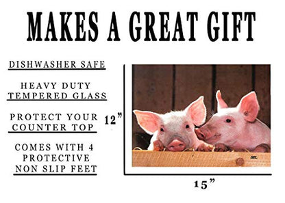  Farm Animal Pig Barnyard Kitchen Glass Cutting Board Barn Decorative Gift Farmhouse Ranch Piglets Design