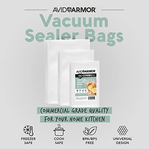  - Vacuum Sealer Bags, Vac Seal Bags For Food Storage, Freezing, And Sous Vide Cooking, Non-BPA Freezer Vacuum Sealer Bags, Pint, Quart, And Gallon Sizes Combo Pack, 150 Bags