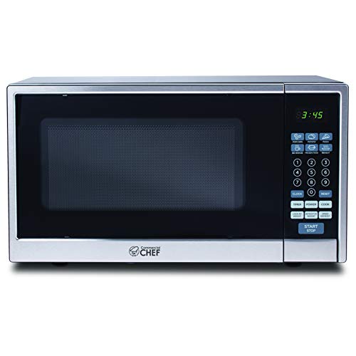  Hef Countertop Microwave, 1.1 Cubic Feet, Black With Stainless Steel Trim
