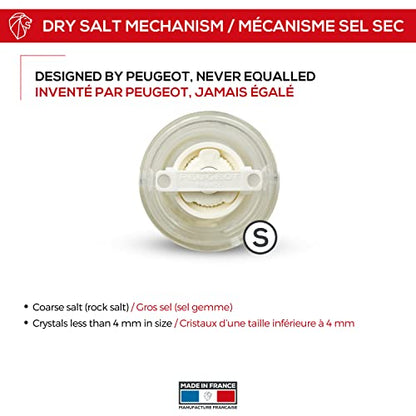 Peugeot - Nancy Manual Pepper Mill And Salt Shaker Set - Transparent Adjustable Grinder And Cellar - Acrylic, Clear, 3.5 Inches