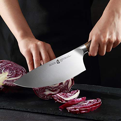 Herb Rocking&Salad Knife- Vegetable Cleaver - High Carbon German Stainless Steel Kitchen Knife - Pakkawood Handle Veggie Chopper - Luxurious Gift Box Included - 7 Inch - Fiery Phoenix Series