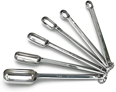  Endurance Stainless Steel Spice Measuring Spoons, Set Of 6 | 1/8 Tsp To 1 Tbsp Measurements | Nest For Easy Storage | Dishwasher Safe | Dry Or Liquid | Baking Or Cooking