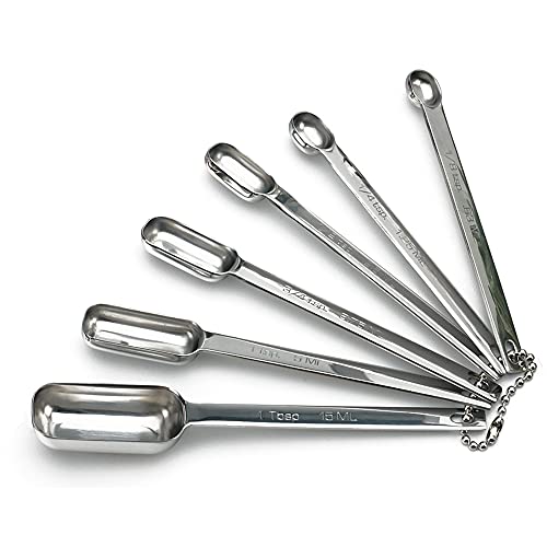  Endurance Stainless Steel Spice Measuring Spoons, Set Of 6 | 1/8 Tsp To 1 Tbsp Measurements | Nest For Easy Storage | Dishwasher Safe | Dry Or Liquid | Baking Or Cooking