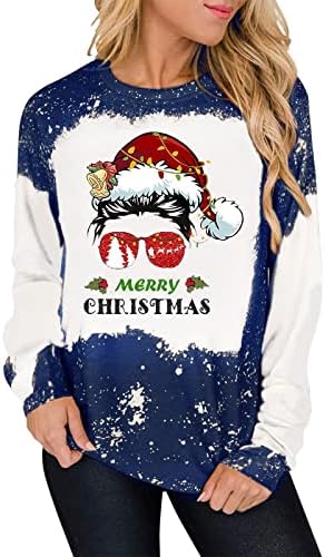  Sweatshirts For Women Loose Fit Cute Loose Tops Christmas Print Long Sleeve Sweatshirts Plus Size Pullover Top Fall