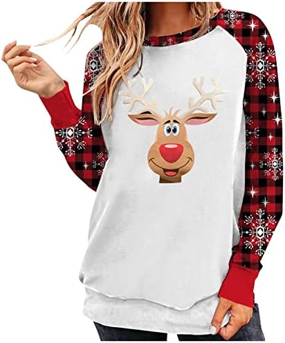  Crewneck Sweatshirts For Women Fall Plus Size Sweatshirts Long Sleeve Christmas Print Crew Neck Pullover Top Fall