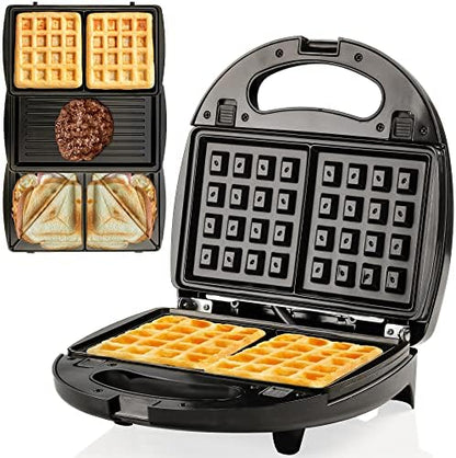  Vente Electric Waffle Maker 1000W Power With Nonstick Plates And 180 Rotating Flip Function, Perfect For Cooking Belgian Waffles And Breakfast, Portable And Compact Design, Black WMF1440BR