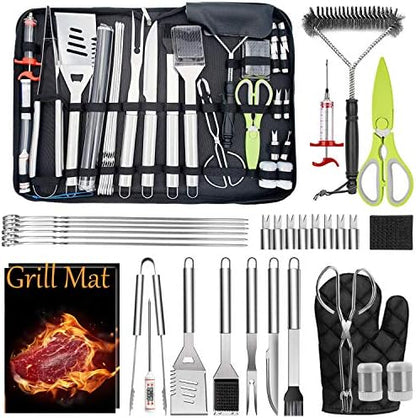  BBQ Grill Accessories Heavy Duty Grill Utensils 32 PCS Set Extra Thick Stainless Steel BBQ Grilling Tools With Nylon Carry Bag Great Gift Christmas For Men In Camping Backyard Barbecue Party