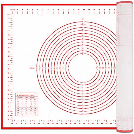  Silicone Pastry Mat For Rolling Dough, 28" X 20" Non Slip Extra Thick Large Baking Mat With Measurement Fondant Mat, Dough Mat, Counter Mat For Cookies, Macarons, Bread, Pizza - Red