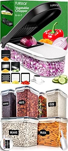  Fullstar Compact Vegetable Chopper - Vegetable Cutter, Food Chopper, Veggie Chopper, Onion Chopper, Vegetable Chopper With Container, Vegetable Slicer, Vegetable Cutter, Mandoline Slicer (6 Inserts)