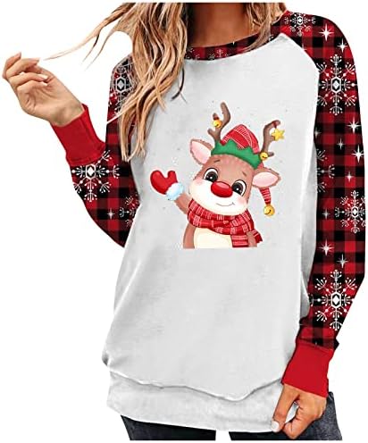  Womens Crewneck Sweatshirt Cute Plus Size Sweatshirts Long Sleeve Christmas Print Loose Tops Pullover Top Streetwear