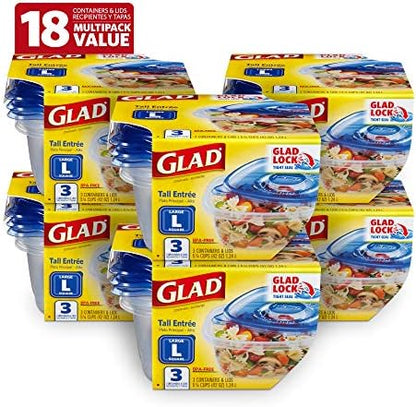  Ware Deep Dish Food Storage Containers | Large Rectangle Food Storage, Food Containers Hold Up To 64 Ounces Of Food | Glad Containers With Glad Lock Tight Seal, 3 Count
