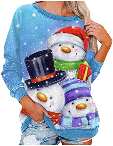  Sweatshirts For Women Loose Fit Fall Loose Tops Christmas Print Long Sleeve Sweatshirts Plus Size Pullover Top