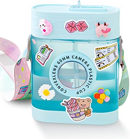  Cute Water Bottles With Straws, Sports Mobile Phone Travel Cup, Portable Large-Capacity Water Juice Drinking Cups With Random Stickers, Suitable For Outdoor Camping