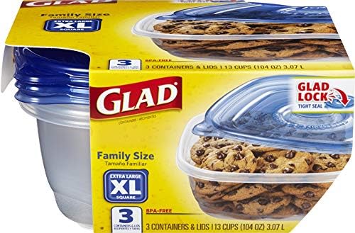  Ware Deep Dish Food Storage Containers | Large Rectangle Food Storage, Food Containers Hold Up To 64 Ounces Of Food | Glad Containers With Glad Lock Tight Seal, 3 Count