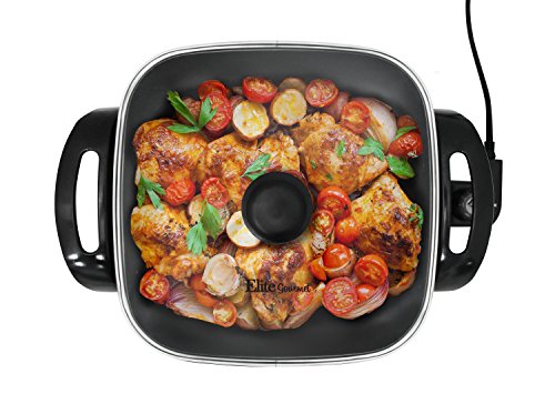 Cuisine EG-1220G 12-Inch Non-Stick Electric Skillet With Glass Lid, Black