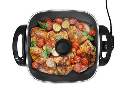  Cuisine EG-1220G 12-Inch Non-Stick Electric Skillet With Glass Lid, Black