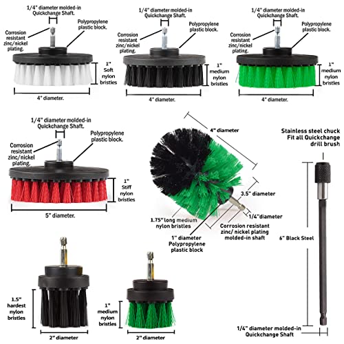  24 Piece Drill Brush Attachment Set Power Scrubber Kit, Scrub Brush With Extend Long Attachment, Scrubing Pads Cleaning Kit For Tile Sealants, Bathtub, Sinks, Floor, Wheels, Carpet